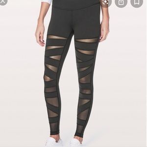 High waisted black mesh leggings